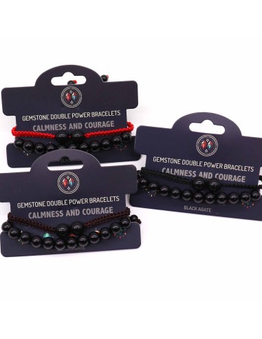 Bracelet spirituel double puissance en agate noire