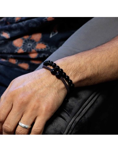 Bracelet spirituel double puissance en agate noire