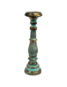Grand support à bougie – Turquoise & or zen