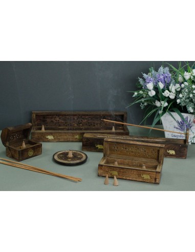 Petit brûleur d’encens cônes & bâtonnets – Bois de manguier (assorti)