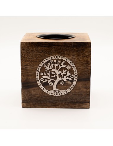 Grand Brûle-parfum en bois de manguier – Arbre de Vie