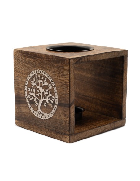Grand Brûle-parfum en bois de manguier – Arbre de Vie