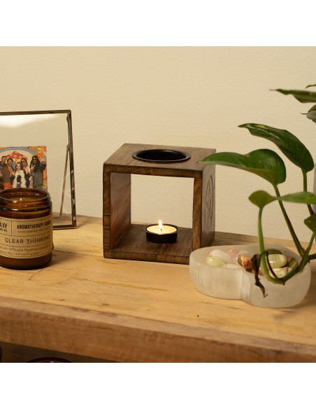 Grand Brûle-parfum en bois de manguier – Arbre de Vie