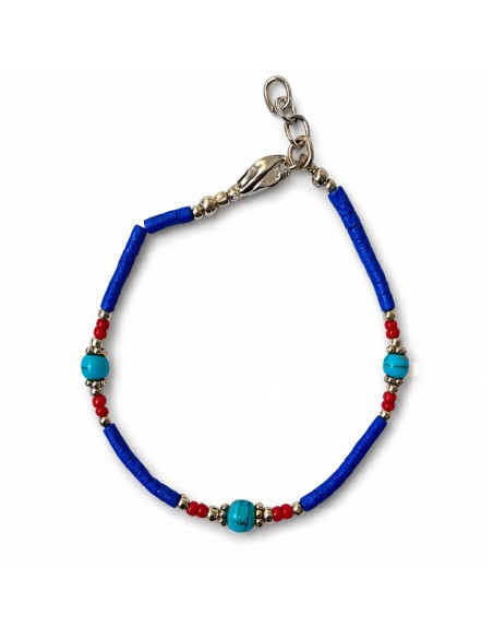 Bracelet népalais perles fines – Onyx bleu