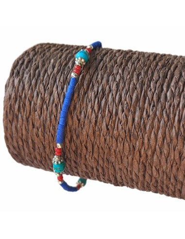 Bracelet népalais perles fines – Onyx bleu
