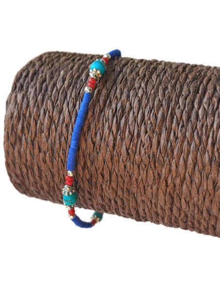 Bracelet népalais perles fines – Onyx bleu