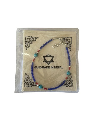 Bracelet népalais perles fines – Onyx bleu