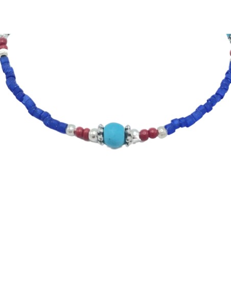 Bracelet népalais perles fines – Onyx bleu
