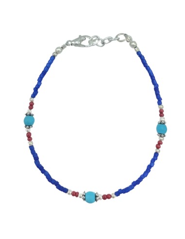 Bracelet népalais perles fines – Onyx bleu