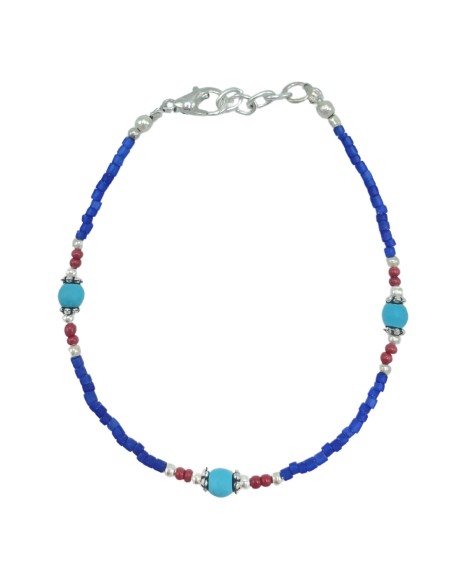 Bracelet népalais perles fines – Onyx bleu