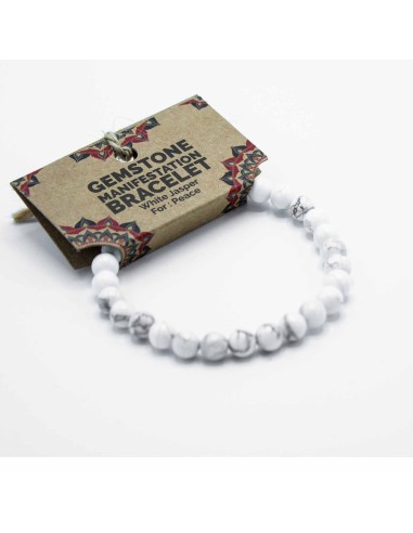 Bracelet de manifestation en jaspe blanc – Paix