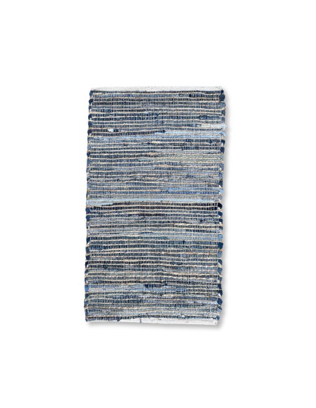 Petit tapis jute & coton recyclé – Bleu doux