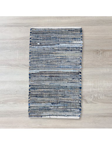 Petit tapis jute & coton recyclé – Bleu doux