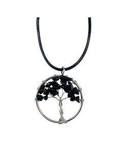 Pendentif Arbre de Vie en agate noire – Protection