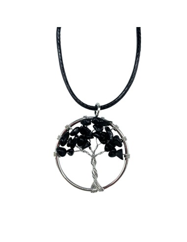 Pendentif Arbre de Vie en agate noire – Protection