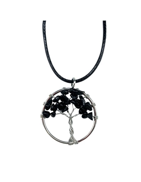 Pendentif Arbre de Vie en agate noire – Protection