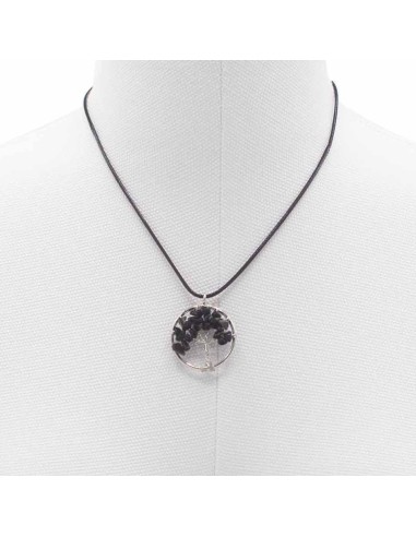 Pendentif Arbre de Vie en agate noire – Protection