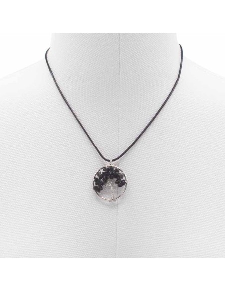 Pendentif Arbre de Vie en agate noire – Protection