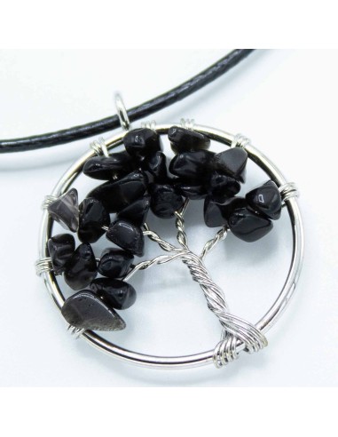 Pendentif Arbre de Vie en agate noire – Protection