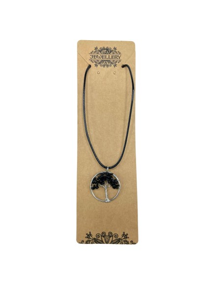 Pendentif Arbre de Vie en agate noire – Protection