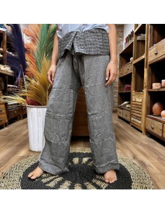 Pantalon yoga & festival – Mandala pêcheur thaï gris