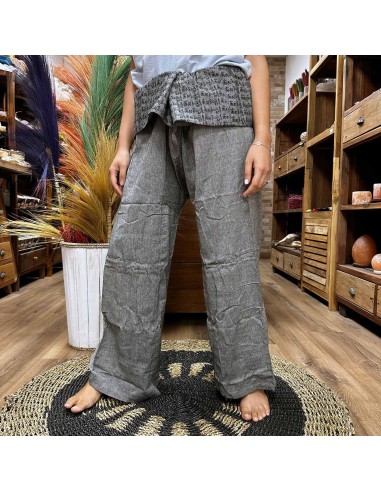 Pantalon yoga & festival – Mandala pêcheur thaï gris