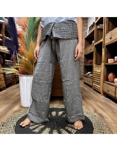 Pantalon yoga & festival – Mandala pêcheur thaï gris