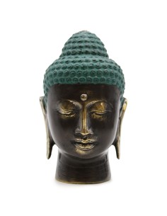 Grande tête de Buda en laiton antique - Large 14,5×7,5 cm