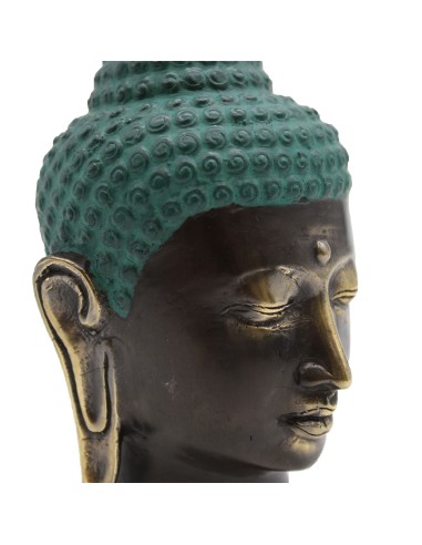 Grande tête de Buda en laiton antique - Large 14,5×7,5 cm