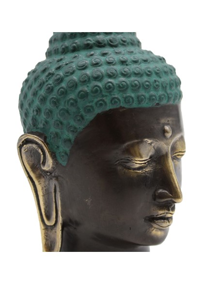 Grande tête de Buda en laiton antique - Large 14,5×7,5 cm