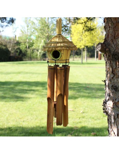 Maison décorative pour oiseaux – Bois naturel zen