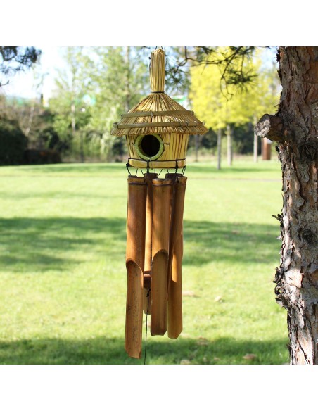 Maison décorative pour oiseaux – Bois naturel zen
