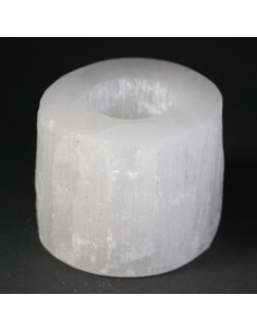Bougeoir cylindrique en sélénite – Lumière douce