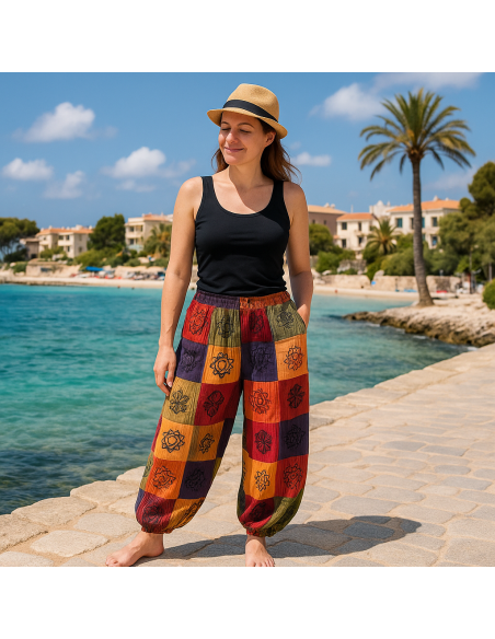Pantalon Nomad Sari – Champignons imprimés orange (S/M)