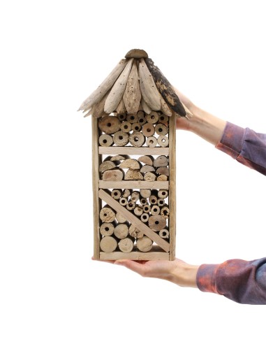 Hôtel à insectes & abeilles en bois flotté – Nature zen