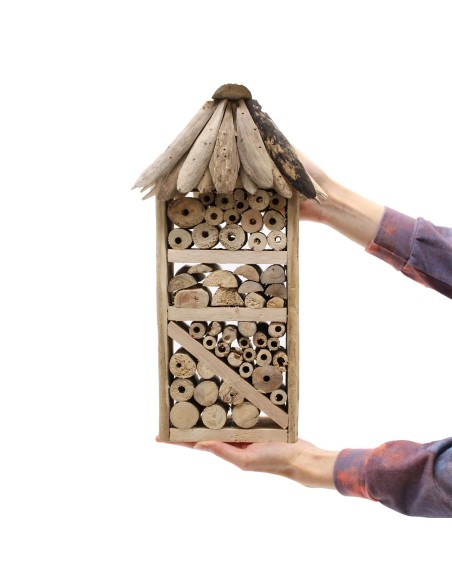 Hôtel à insectes & abeilles en bois flotté – Nature zen
