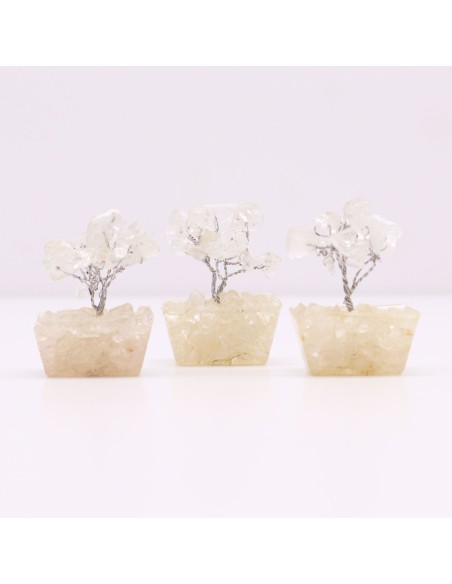 Mini arbre de pierres – Cristal de roche & orgonite