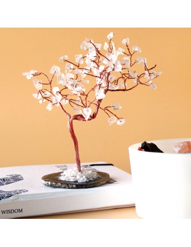 Grand arbre de pierres – Cristal de roche & agate noire