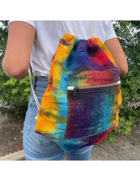 Sac à cordon en chanvre tie?dye