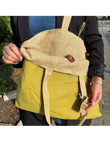 Grand sac réversible jute & coton – Pistache