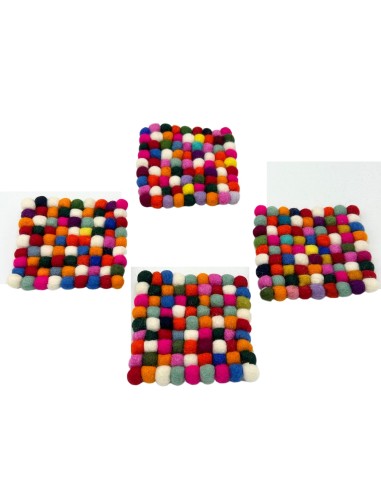 Dessous de verre carrés en feutre – Multicolore (lot de 4)