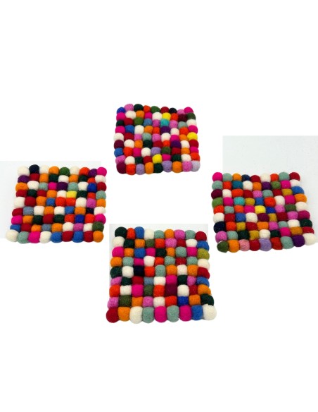 Dessous de verre carrés en feutre – Multicolore (lot de 4)
