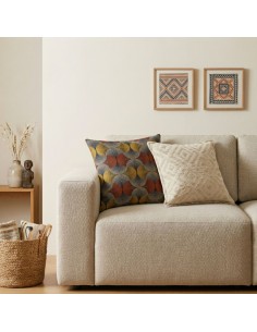 Housse de coussin géométrique – Crème neutre zen