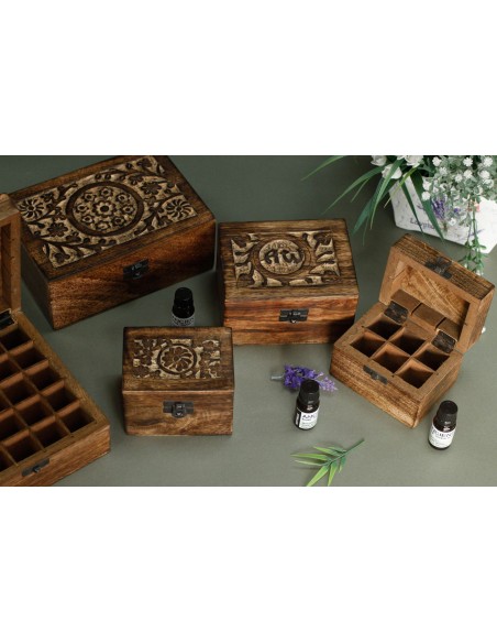 Boîte d’aromathérapie en bois – Format 12 huiles