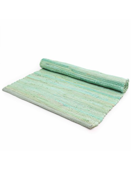 Grand tapis indien en coton tissé – Vert zen