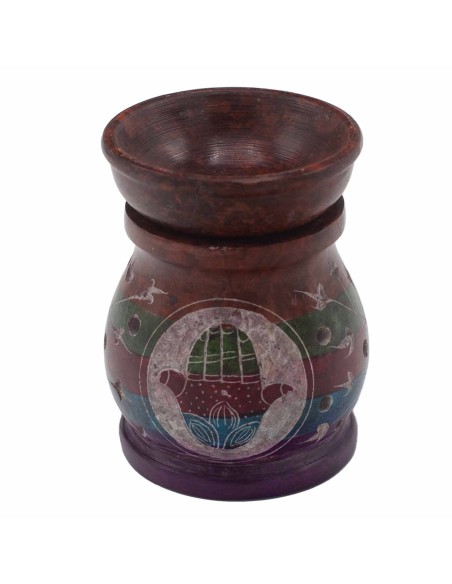 Brûle-parfum en stéatite – Hamsa multicolore