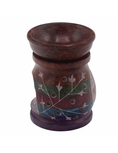 Brûle-parfum en stéatite – Hamsa multicolore