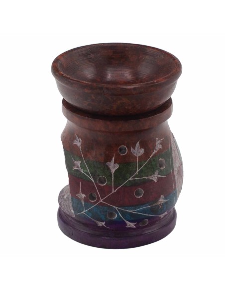 Brûle-parfum en stéatite – Hamsa multicolore