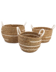 Grandes corbeilles coton & herbe marine – Rayures naturelles