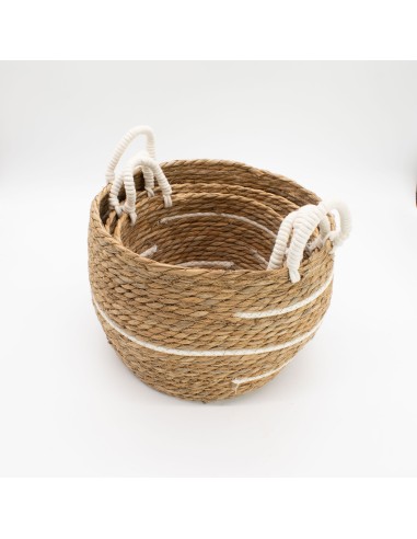 Grandes corbeilles coton & herbe marine – Rayures naturelles